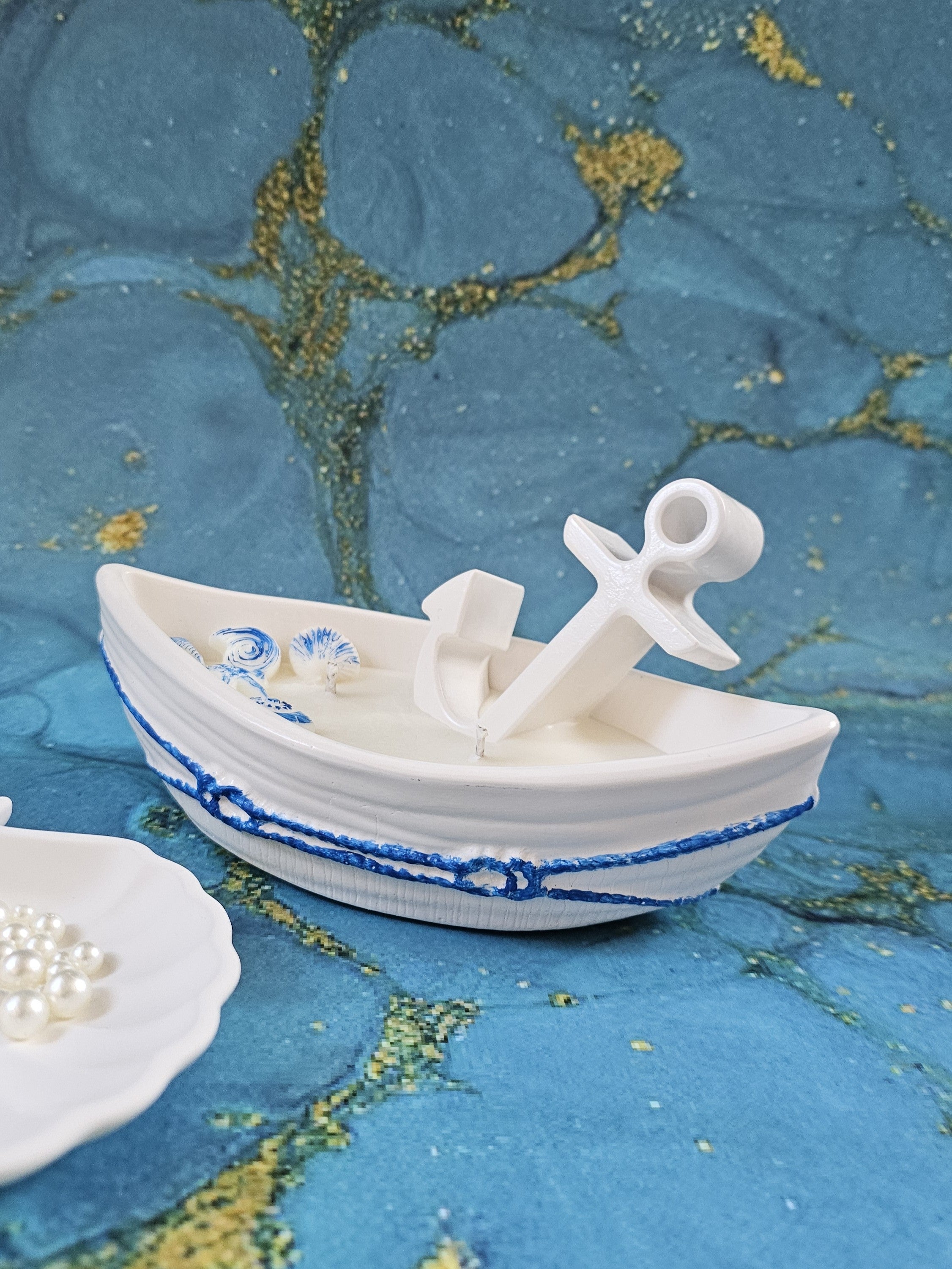 Surf Whisper – Boat Shaped Soy Candle – Coastal Home Decor – Handmade Gift