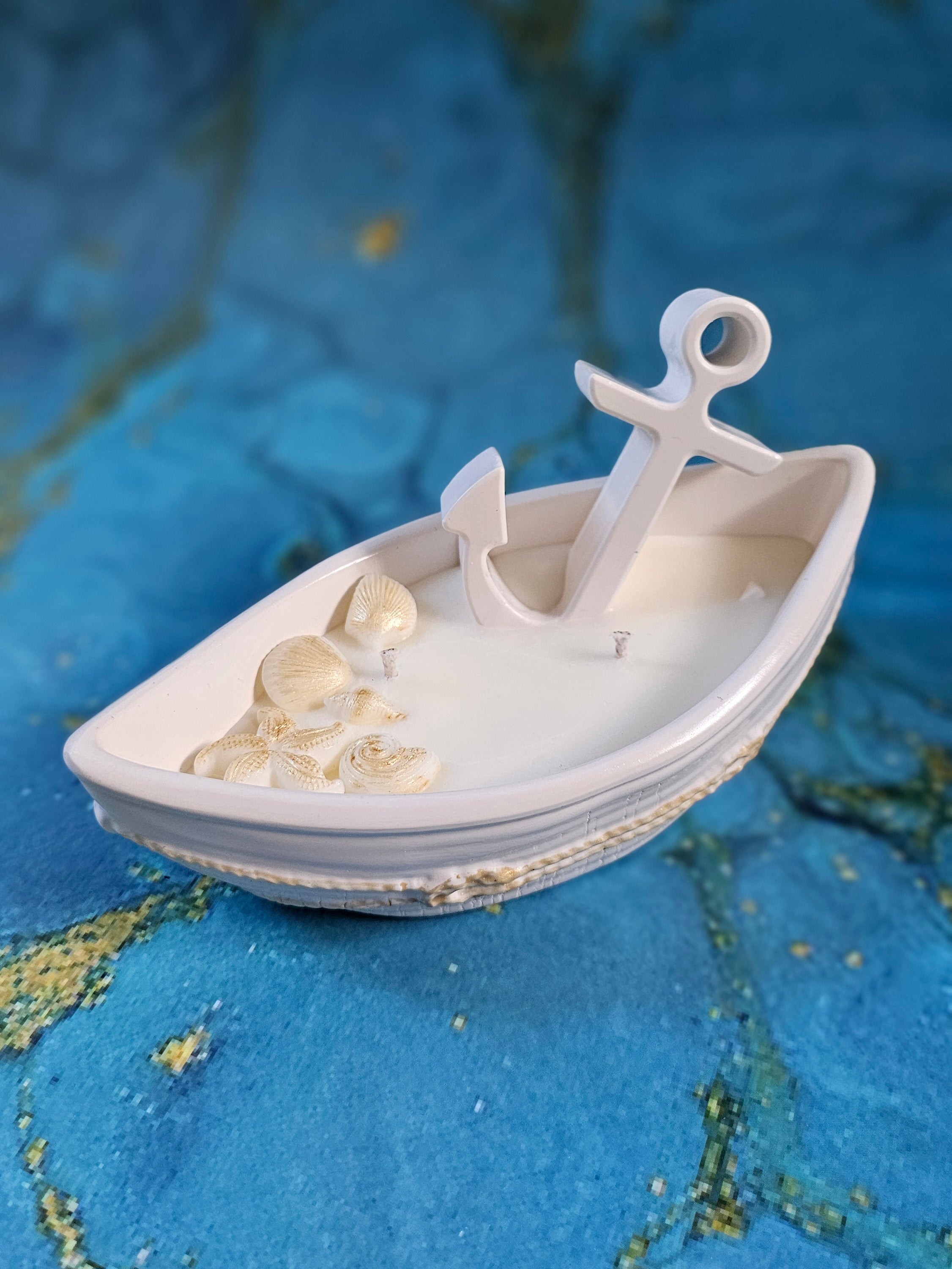 Surf Whisper – Boat Shaped Soy Candle – Coastal Home Decor – Handmade Gift