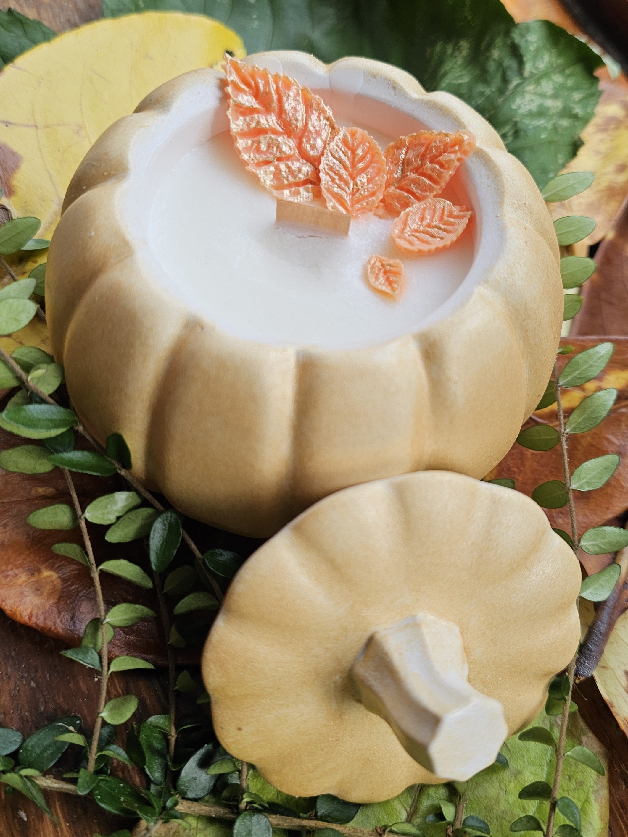 Pumpkin Soy Aroma Candle – Handmade Autumn Candle with Wooden Wick